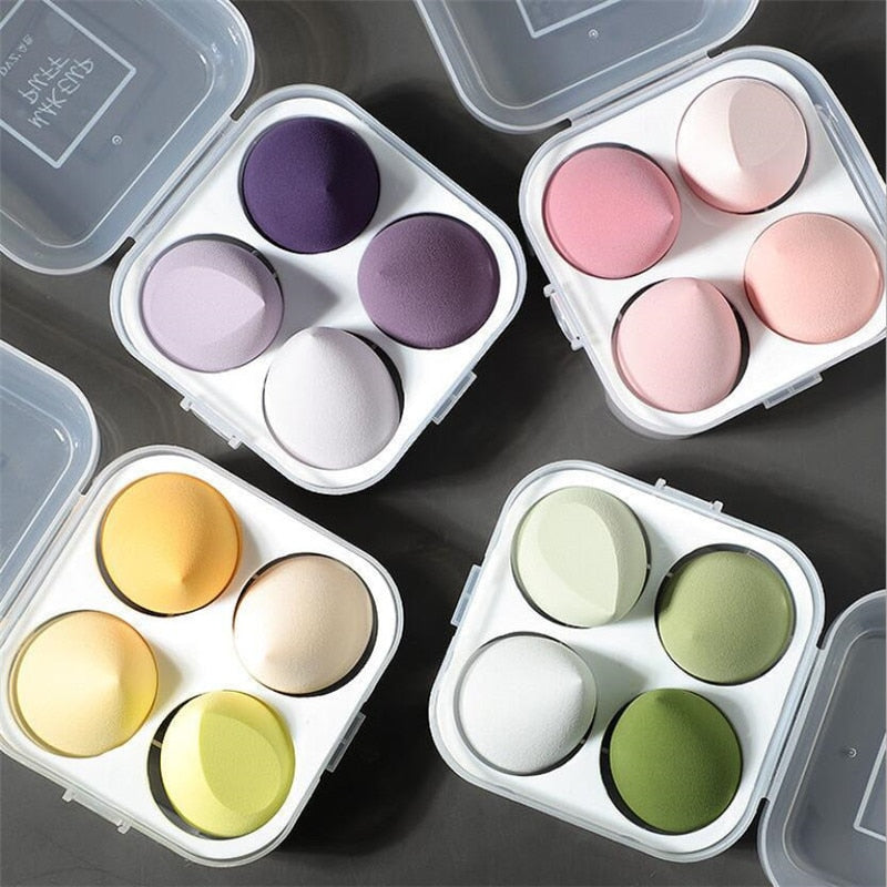 4pcs Makeup Blender Cosmetic Puff Makeup Sponge with Storage Box Foundation Powder Sponge Beauty Tool Women Make Up Accessories