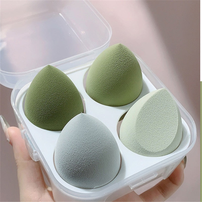4pcs Makeup Blender Cosmetic Puff Makeup Sponge with Storage Box Foundation Powder Sponge Beauty Tool Women Make Up Accessories