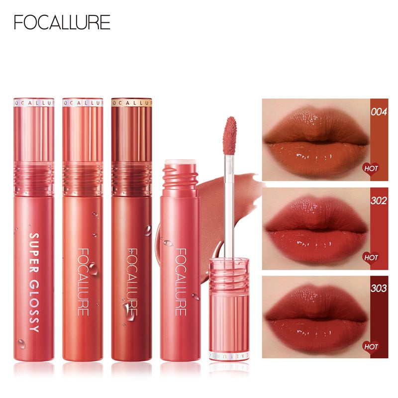 FOCALLURE Shiny Nourish Lipgloss 17 Colors Long-Lasting Glossy Lipstick Waterproof Non-Stick Cup Moisturizing Lip Cosmetic