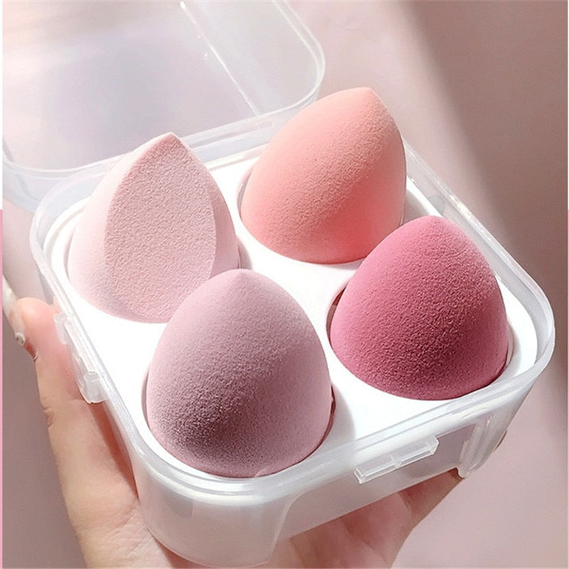 4pcs Makeup Blender Cosmetic Puff Makeup Sponge with Storage Box Foundation Powder Sponge Beauty Tool Women Make Up Accessories