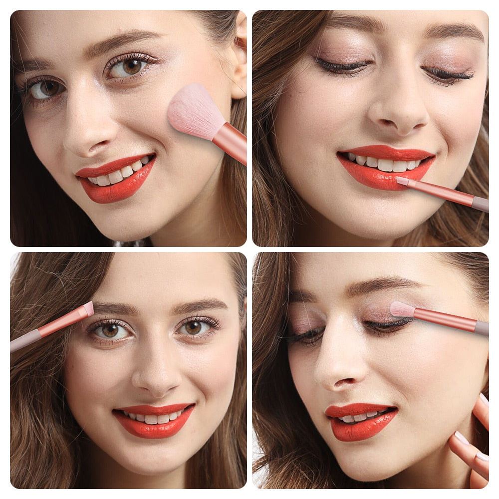MAANGE Pro Pink Makeup Brush with Mini Sponge Sets EyeShadow Foundation Powder Blush Eyeliner Eyelash Beauty Make Up Tools Set