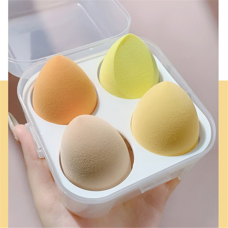 4pcs Makeup Blender Cosmetic Puff Makeup Sponge with Storage Box Foundation Powder Sponge Beauty Tool Women Make Up Accessories