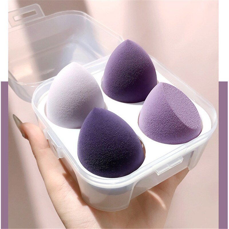 4pcs Makeup Blender Cosmetic Puff Makeup Sponge with Storage Box Foundation Powder Sponge Beauty Tool Women Make Up Accessories