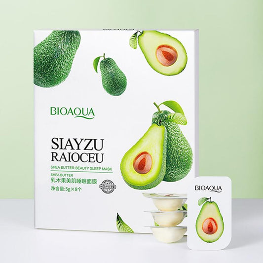 8Pcs Bioaqua Avocado & Hydrolyzed Collagen Pudding Facial Mask Moisturizing and Shrinking Pores No Washing Overnight