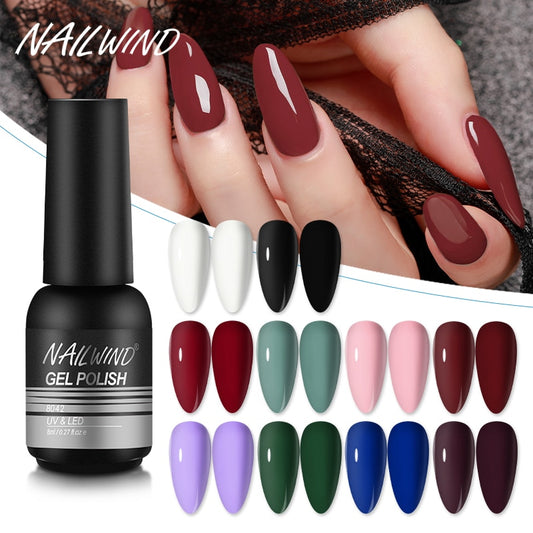 NAILWIND Gel Nail Polish 8ML Semi Permanent Varnishes For Soak Off Gel Polish UV LED Gel Design Matt Base Top Coat Nail Art